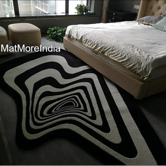 3D Illusion Abstract irregular shaped Hand Tufted Designer Rug