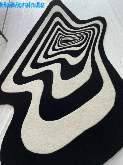 3D Illusion Abstract irregular shaped Hand Tufted Designer Rug