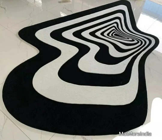 3D Illusion Abstract irregular shaped Hand Tufted Designer Rug