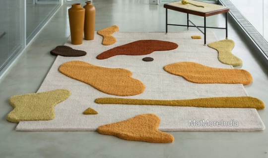 Irregular Shape Rug Handmade-Tufted 100% Wool Area Rug' Carpet For Bedroom, Living Room, Kitchen, Dinning Room Rugs