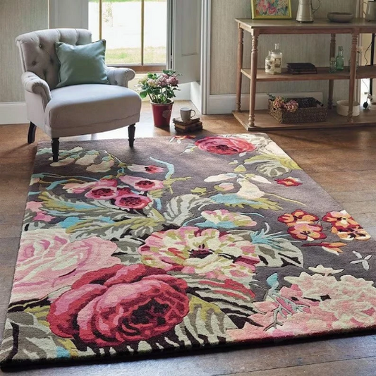 Multi Colored Floral Rug 100% Woolen Hand Tufted Carpet Persian Style Area Rug flower Rugs